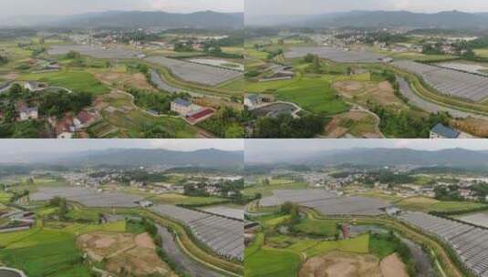 航拍现代农业大棚种植基地高清在线视频素材下载