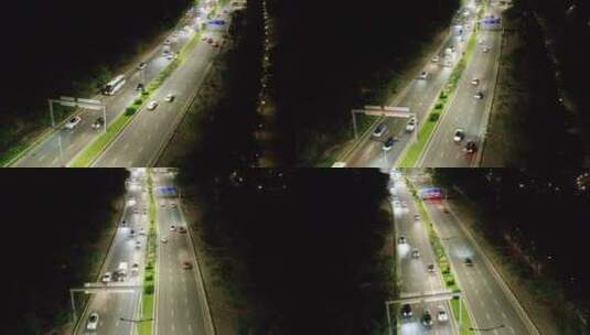 4k后海大桥滨河西路夜景车流高清在线视频素材下载