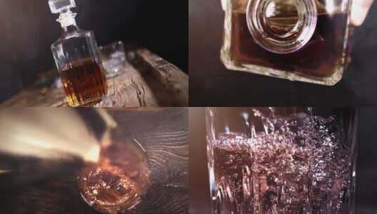 洋酒威士忌酒倒酒升格镜头高清在线视频素材下载