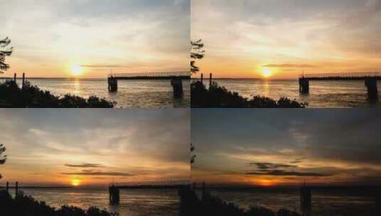 夕阳西下的小码头高清在线视频素材下载