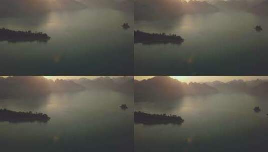 从高处俯瞰一个大湖上美丽的黄昏高清在线视频素材下载
