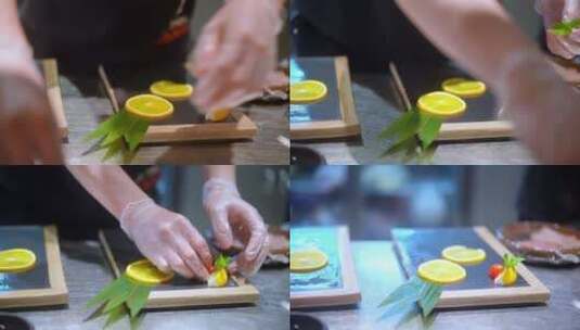 日料厨师在厨房准备日本料理高清在线视频素材下载