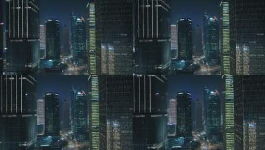 航拍上海陆家嘴银行高楼群高清在线视频素材下载