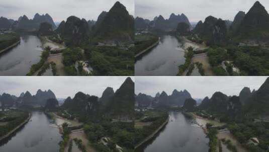 桂林漓江遇龙河风光航拍高清在线视频素材下载