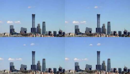 延时北京城市中国尊建筑群及上空移动的云高清在线视频素材下载