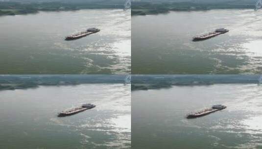 航拍长江水运货船高清在线视频素材下载