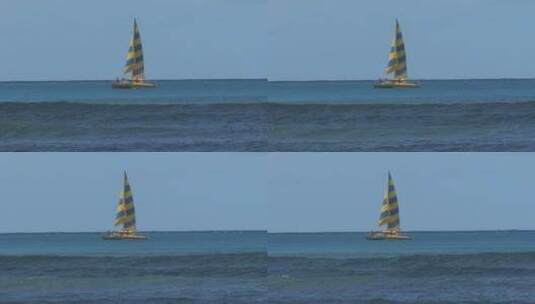 碧海蓝天帆船行驶冲浪者高清在线视频素材下载