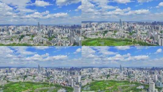 航拍蓝天白云的昆明城市市容高清在线视频素材下载