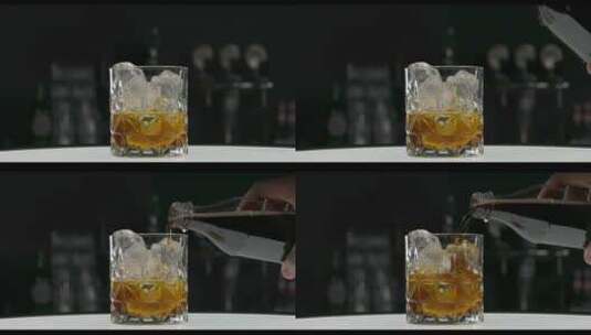可乐鸡尾酒。混合威士忌高清在线视频素材下载
