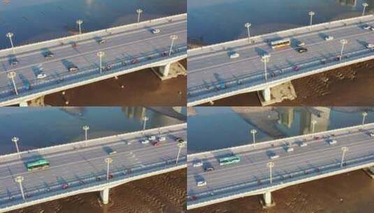 陕西汉中天汉大桥车辆跟拍高清在线视频素材下载