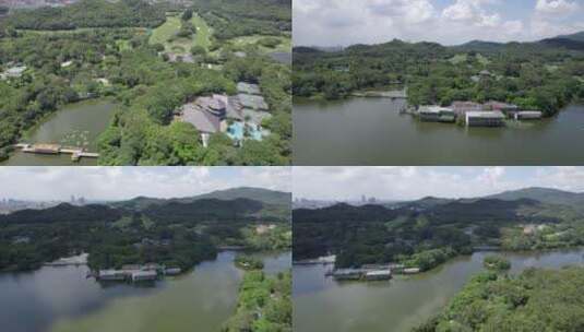 2022广州越秀区麓湖公园白云山航拍高清在线视频素材下载