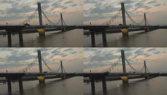 中国南昌桥梁，日落时的景观高清在线视频素材下载