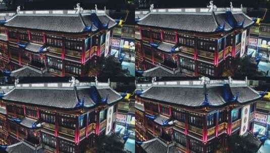 春节城隍庙九曲桥 航拍高清在线视频素材下载