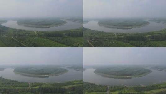 航拍北京通州北运河圆形大拐弯高清在线视频素材下载