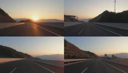 黄昏日落高速公路高清在线视频素材下载