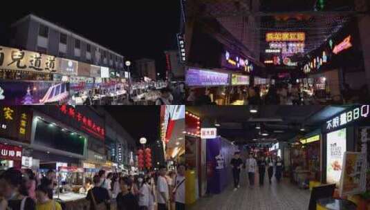 杭州上城区武林夜市4K视频素材高清在线视频素材下载