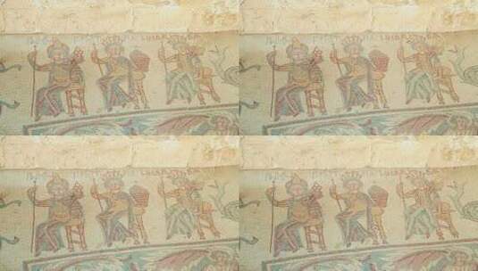 古老的马赛克壁画高清在线视频素材下载