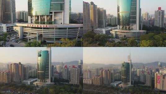 深圳特区报业大厦航拍由近拉远高清在线视频素材下载