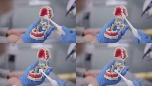 牙科刷牙示范高清在线视频素材下载