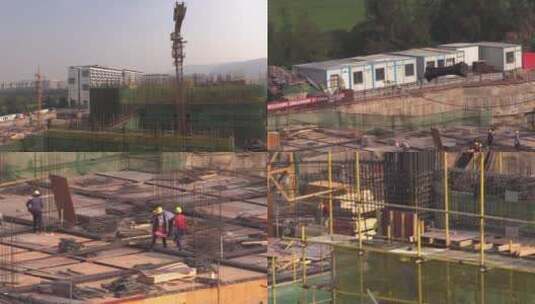 工地 施工 浇筑 工人 楼宇高清在线视频素材下载
