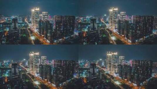 杭州城西未来科技城欧美金融城夜景延时高清在线视频素材下载