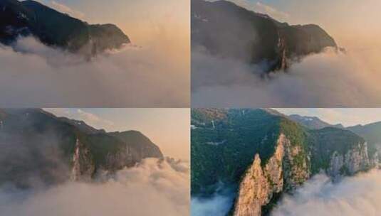 重庆巫山三峡云海红叶美景高清在线视频素材下载