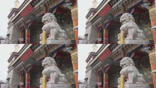 松赞林寺建筑外墙大门高清在线视频素材下载