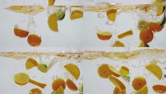 橘子 柠檬入水高清在线视频素材下载