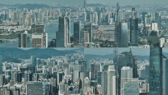 4k长焦航拍广州多建筑多镜头城市高清在线视频素材下载