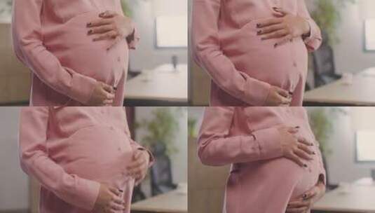 怀孕孕妇抚摸肚子高清在线视频素材下载