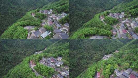 大山里的村庄航拍高清在线视频素材下载