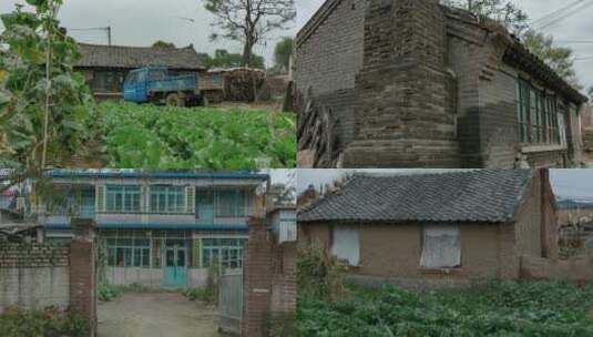 北方农村农舍院落老旧破败房屋农机农具玉米高清在线视频素材下载