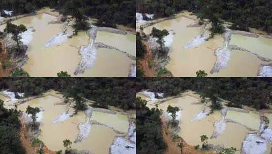 巴西亚马逊雨林中部一个矿池的无人机镜头。高清在线视频素材下载