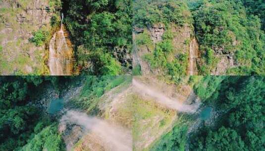 航拍高山流水 瀑布高清在线视频素材下载