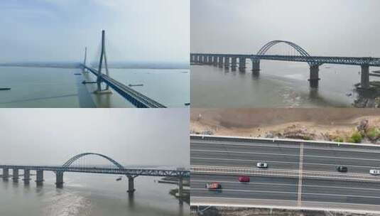 上海地标建筑苏沪通大桥4K航拍高清在线视频素材下载