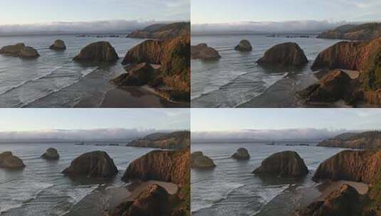 沙滩岩石的航拍高清在线视频素材下载