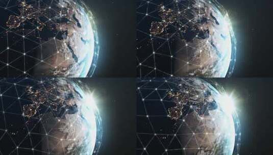 网路科技地球覆盖全球互联网唯美地球高清在线视频素材下载