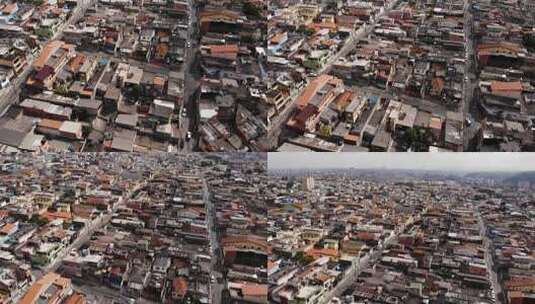 无人机飞向巴西圣保罗最大的贫民窟之一圣马特乌斯，而相机直到高清在线视频素材下载