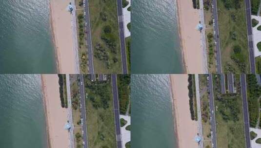4k 航拍海岸线海岛公路建设高清在线视频素材下载