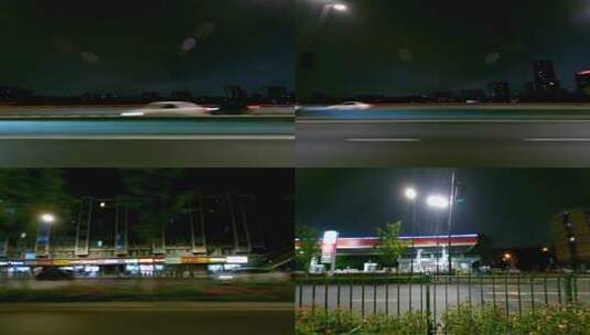 夜晚杭州市虎跑路车左行车空镜高清在线视频素材下载