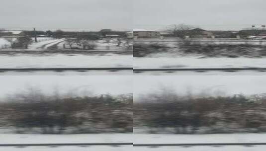 窗口的雪村景色高清在线视频素材下载