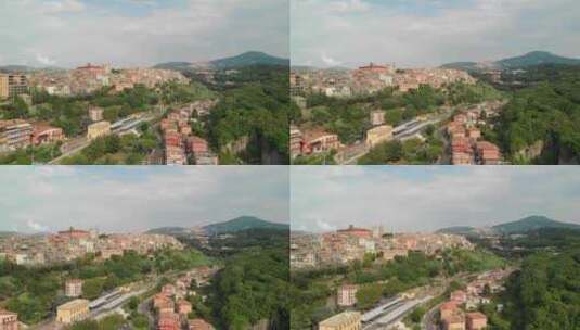 无人机飞向意大利罗马省的一个偏远小镇马里诺高清在线视频素材下载
