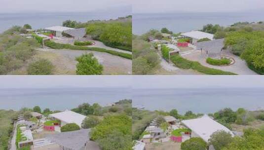 多米尼加共和国巴伊亚·德·奥科亚湾俯瞰加勒比海的海滨空度假村建筑高清在线视频素材下载