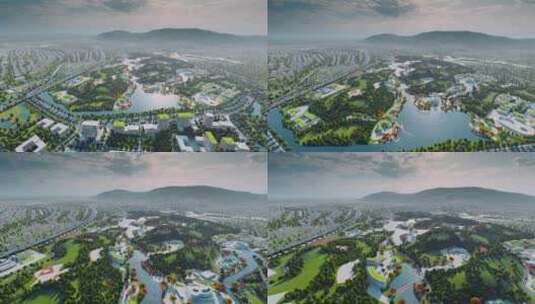 三维城市公园建筑深圳光明科学城模型高清在线视频素材下载