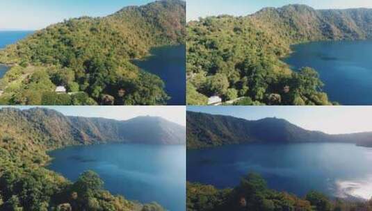 航拍蓝湖景观高清在线视频素材下载