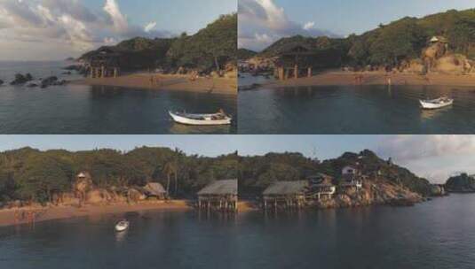 日落海滩酒店高清在线视频素材下载