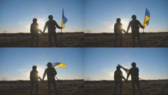 士兵挥舞乌克兰国旗高清在线视频素材下载