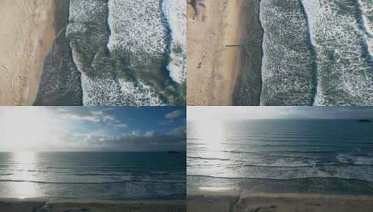 4K夏天清新海滩海洋海平面夏季沙滩航拍视频高清在线视频素材下载