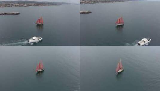 纽波特湾的帆船高清在线视频素材下载