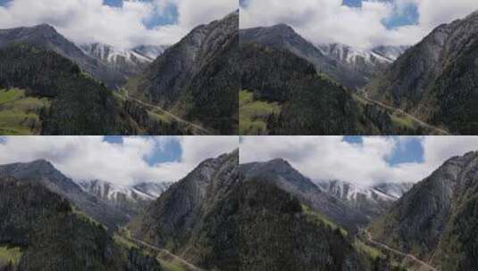 白雪覆盖的山脉和森林高清在线视频素材下载